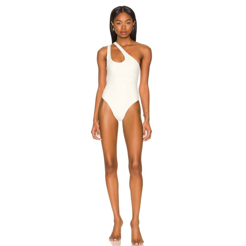 L Space Phoebe White One Shoulder One Piece Bathing Suit